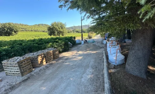 Pose de pavé en granit à La Crau., Le Lavandou, N30