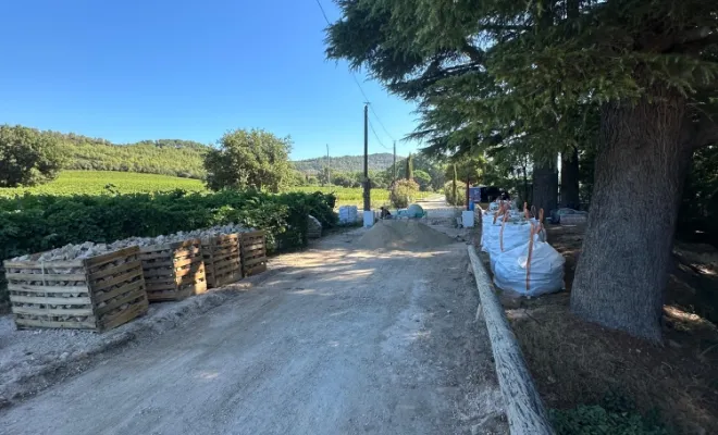 Pose de pavé en granit à La Crau., Le Lavandou, N30